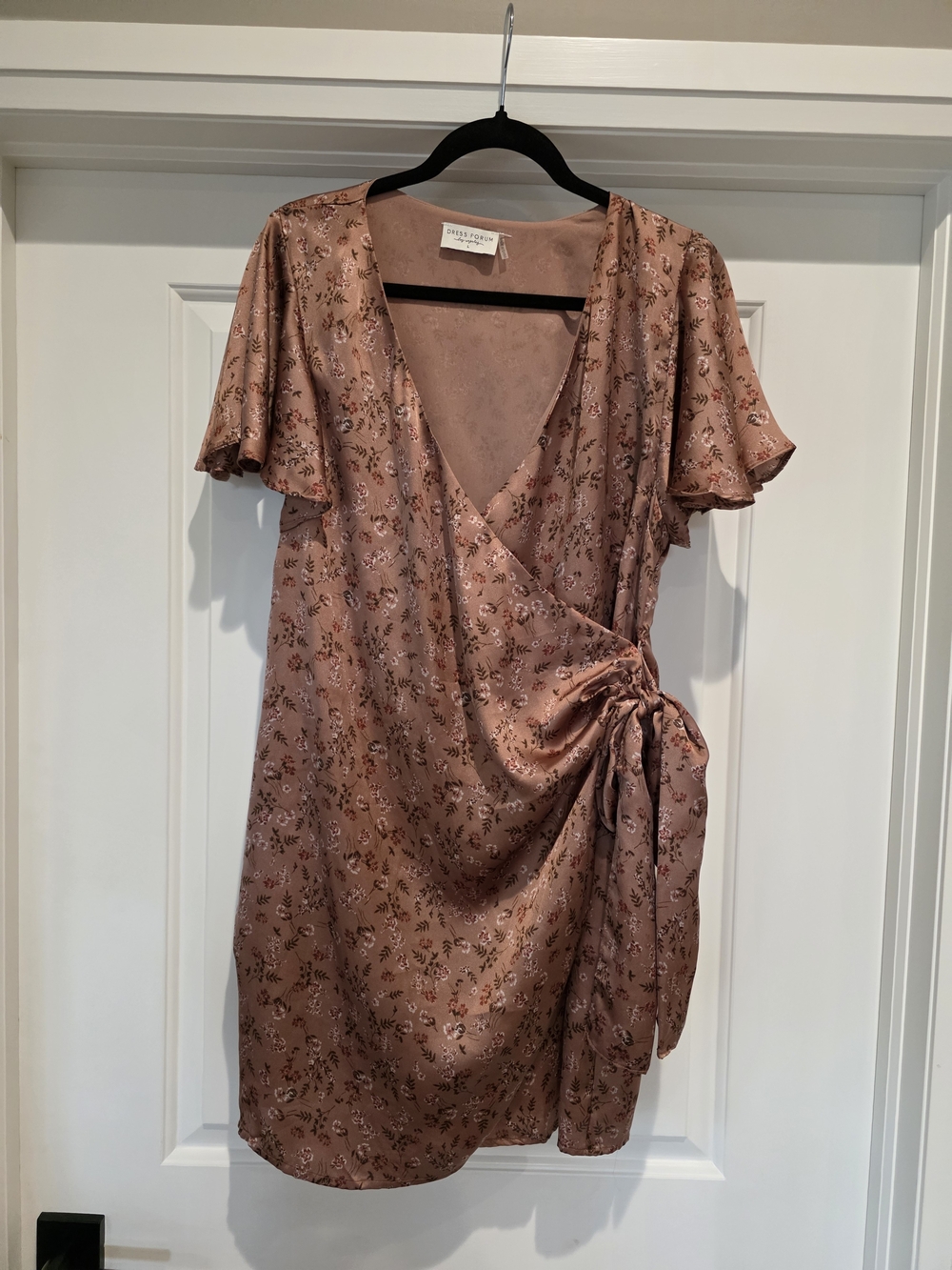 Reformation Mauve Floral Wrap Mini Dress - Picture 2 of 7
